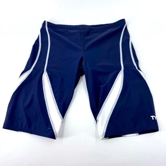 TYR Men's Swim Jammers- Navy and White - Picture 2 of 7